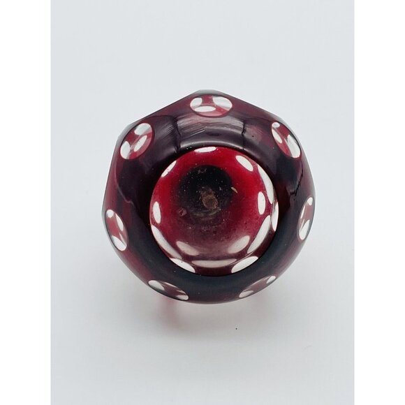 Vtg Ruby Red Cut-to-Clear Crystal Perfume Bottle Glass No Atomizer - Picture 6 of 7